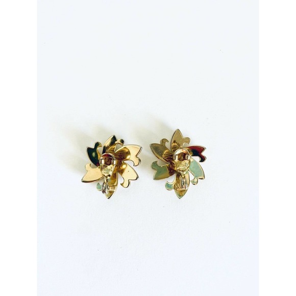 VTG Monet Floral Gold Clip On Earrings - Picture 3 of 5